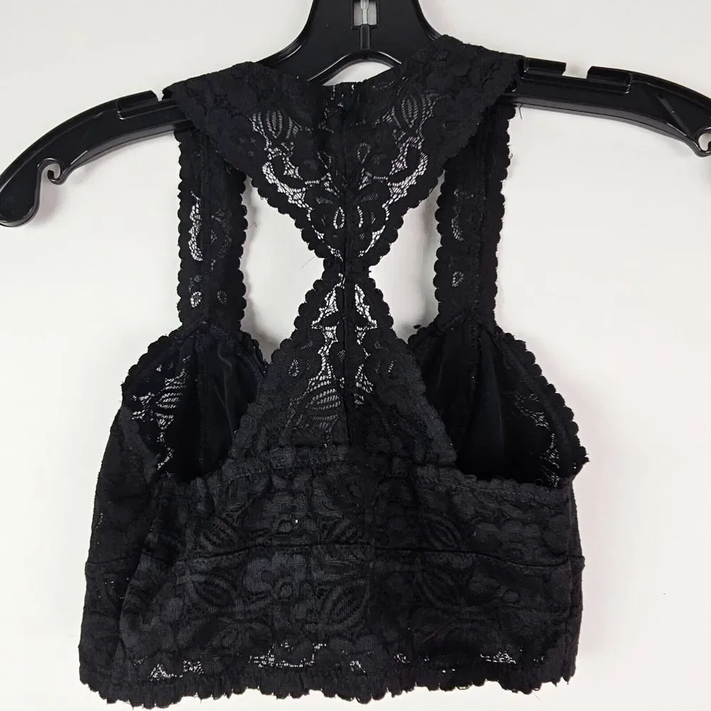 Free People Intimately Free Lace Black Wireless‎ Bralette XS Pre-Owned